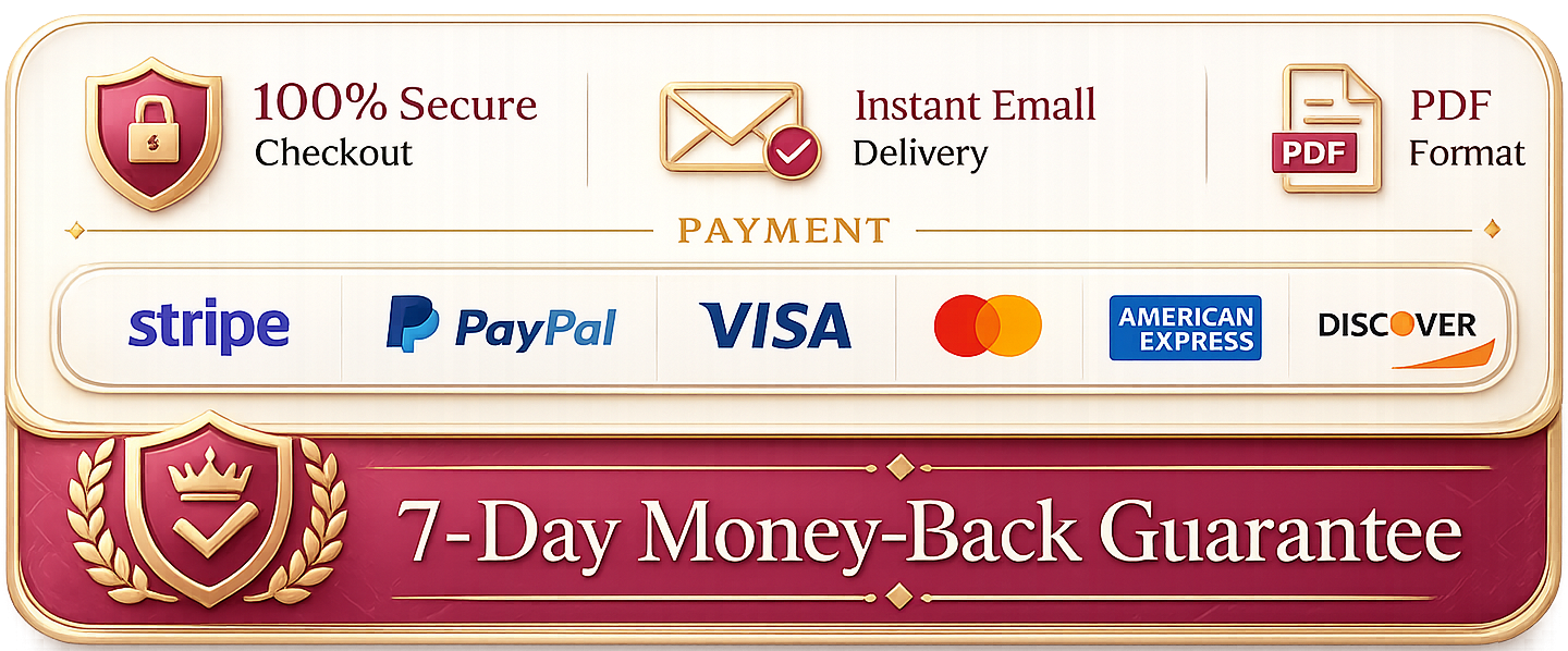 Secure Checkout, Payment Methods, and 30-Day Money-Back Guarantee